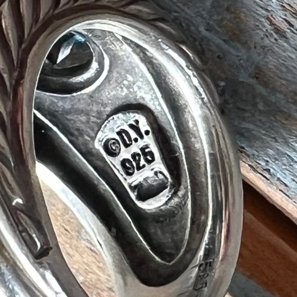 DAVID YURMAN Sterling Silver 14K Yellow Gold Blue Topaz Renaissance Ring Size 7 - Picture 3 of 10